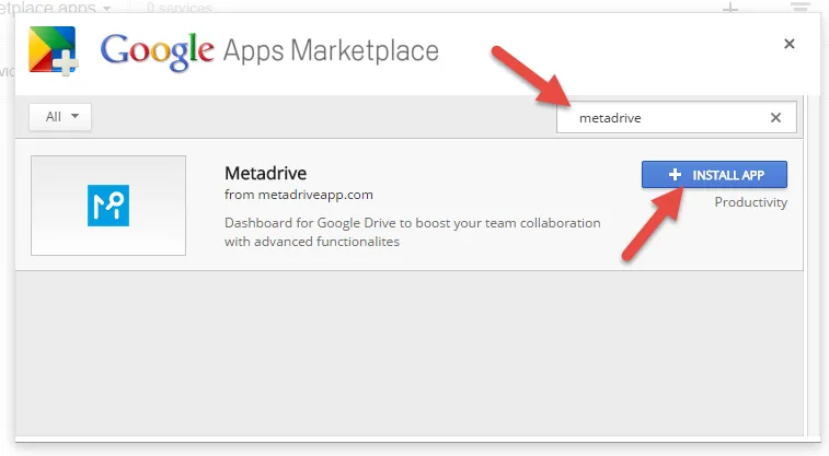 Metadrive en aplicaciones de Marketplace