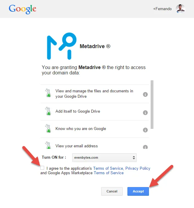 Autorizar Metadrive