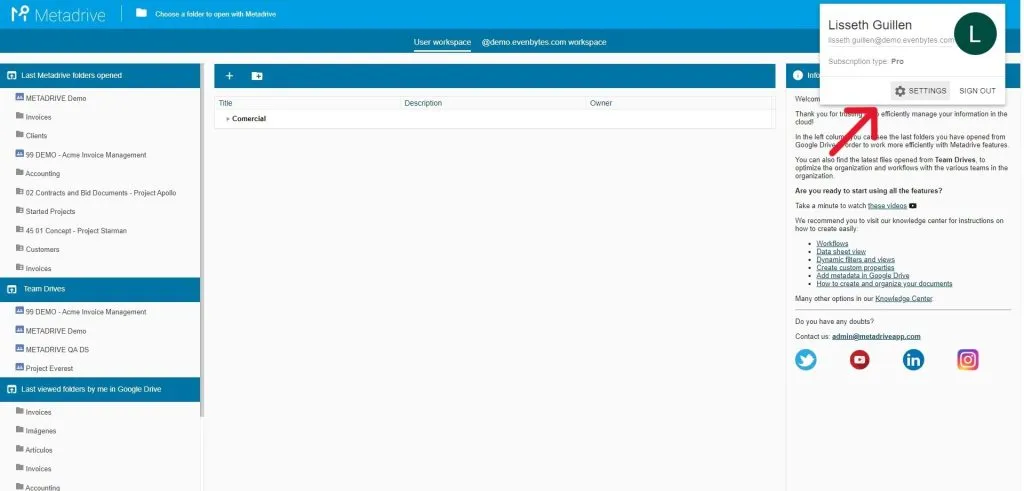 Captura de Metadrive: ¿Cómo gestionar los usuarios de Metadrive de tu dominio?