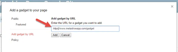 Captura de Metadrive: Integrar Metadrive en páginas de Google Sites