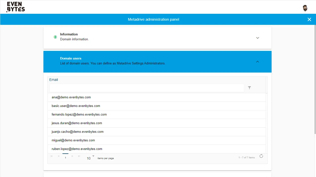 Captura de Metadrive: Ajustes de administrador de Metadrive