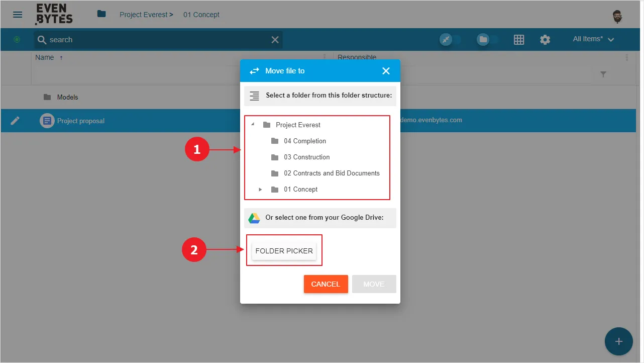 Captura de Metadrive: Mover archivos