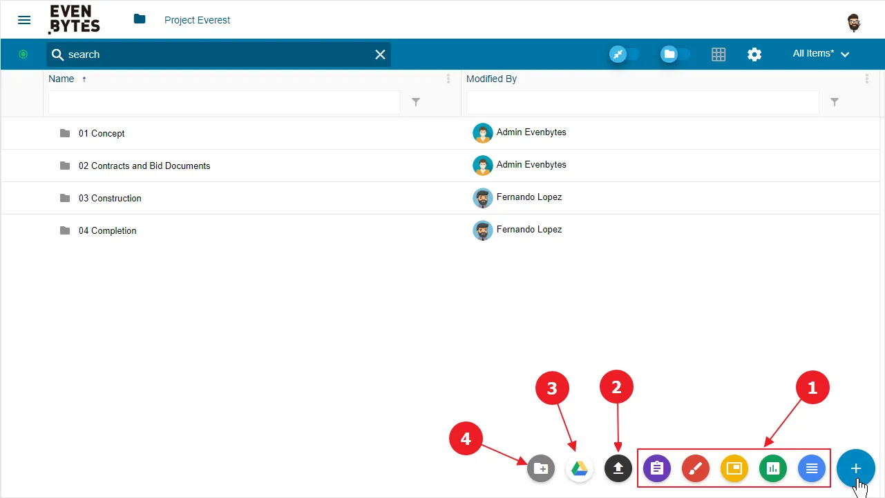 Captura de Metadrive: Añadir documentos y carpetas